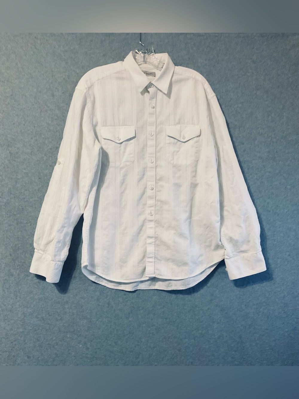 James Campeell Men's White Button-Up Long Sleeve Shirt Sz L